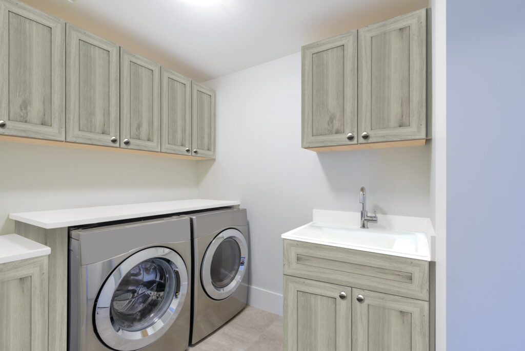 Custom laundry room storage by Cabinetsmith