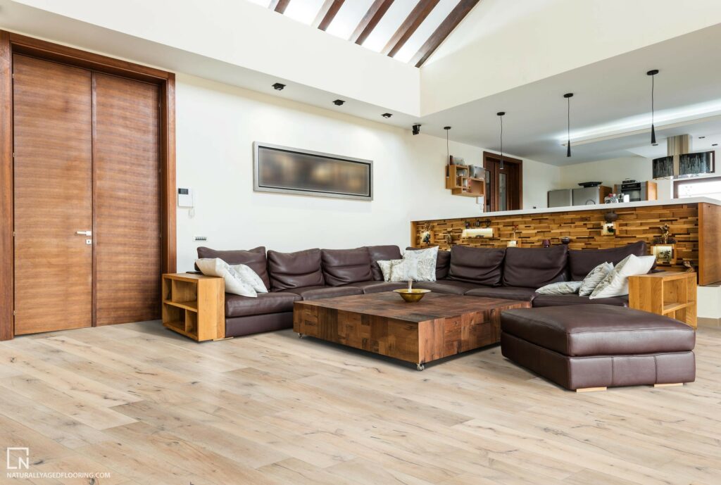 Naturally Aged Engineered Hardwood Medallion Collection - Boney Mountain in Living Room